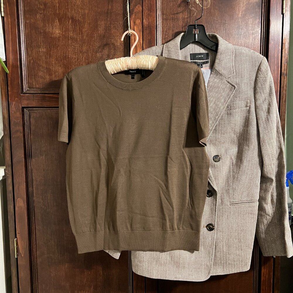 J CREW BRISTOL BLAZER LINEN COTTON BLEND SIZE 8 NEW + THOERY MERINO TEE - Picture 11 of 15